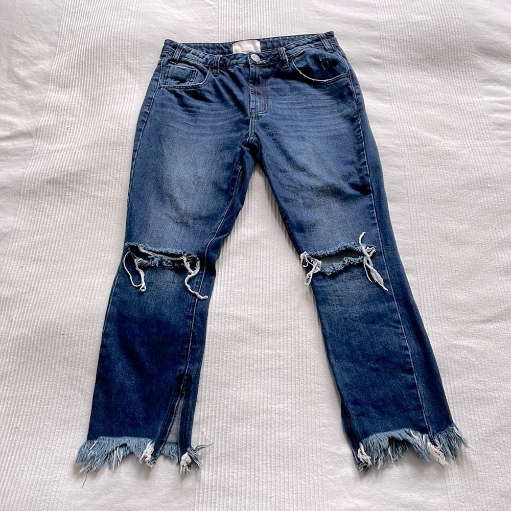 One Teaspoon High Waist Freebirds Dark Blue Wash Jeans Size 29